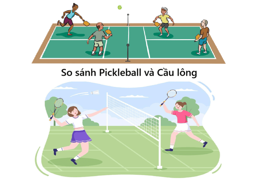 So sánh Pickleball và Cầu lông